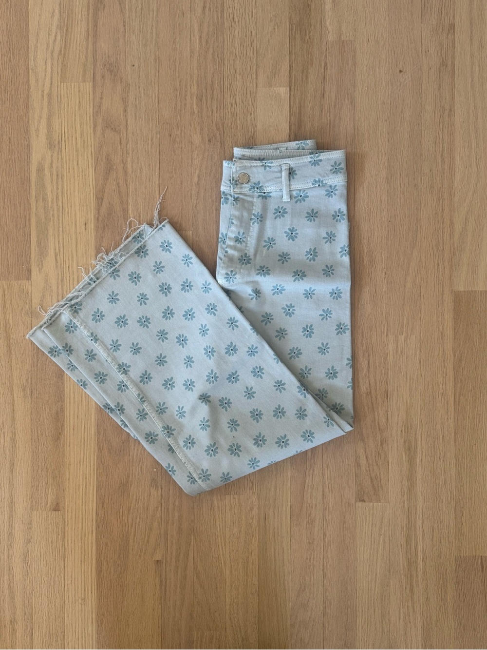 Zara the marine straight Light Blue Floral Print Jeans